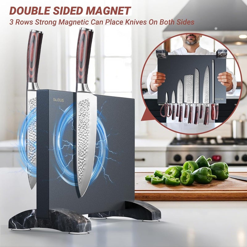 DAJOUJS Magnetic Knife Holder, Magnetic Knife Block without Knives, Strong Double Sided Magnet Knife Storage Strip for Kitchen Counter-Black - Image 5